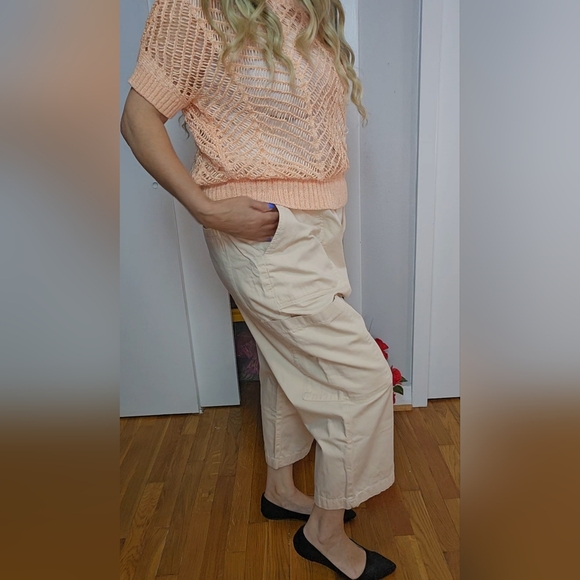 Anthropologie Khaki Beige Utility Crop Pants Xl - Picture 3 of 8